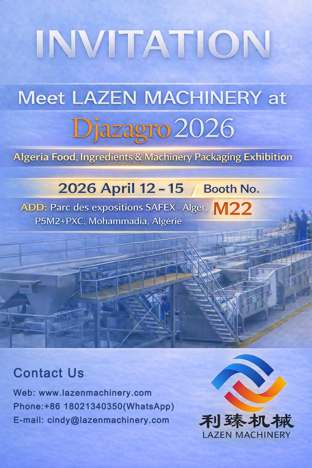 We will attend Djazagro in Algiers from April 12–15, Booth M22.